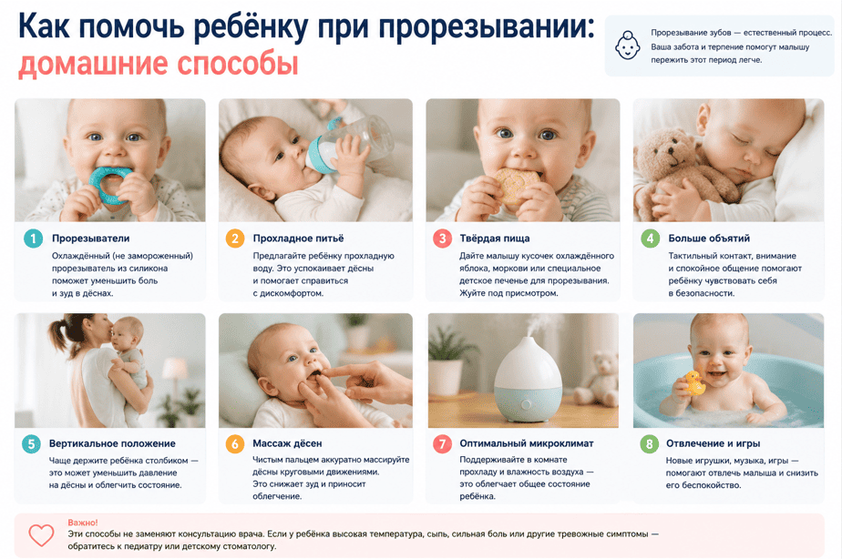 Как помочь ребенку при прорезывании зубов домашние способы